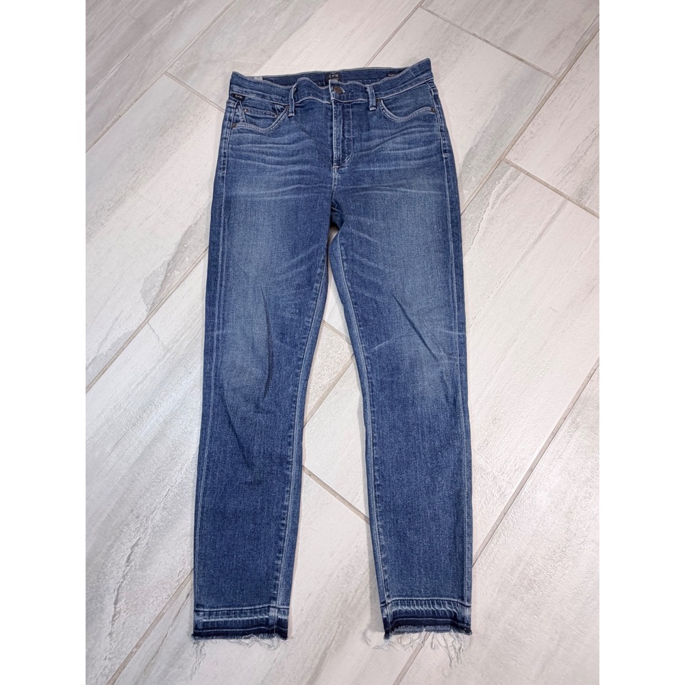 Citizens of Humanity Rocket Crop High Rise Skinny Jeans Raw Hem 27 Blue 1487E839